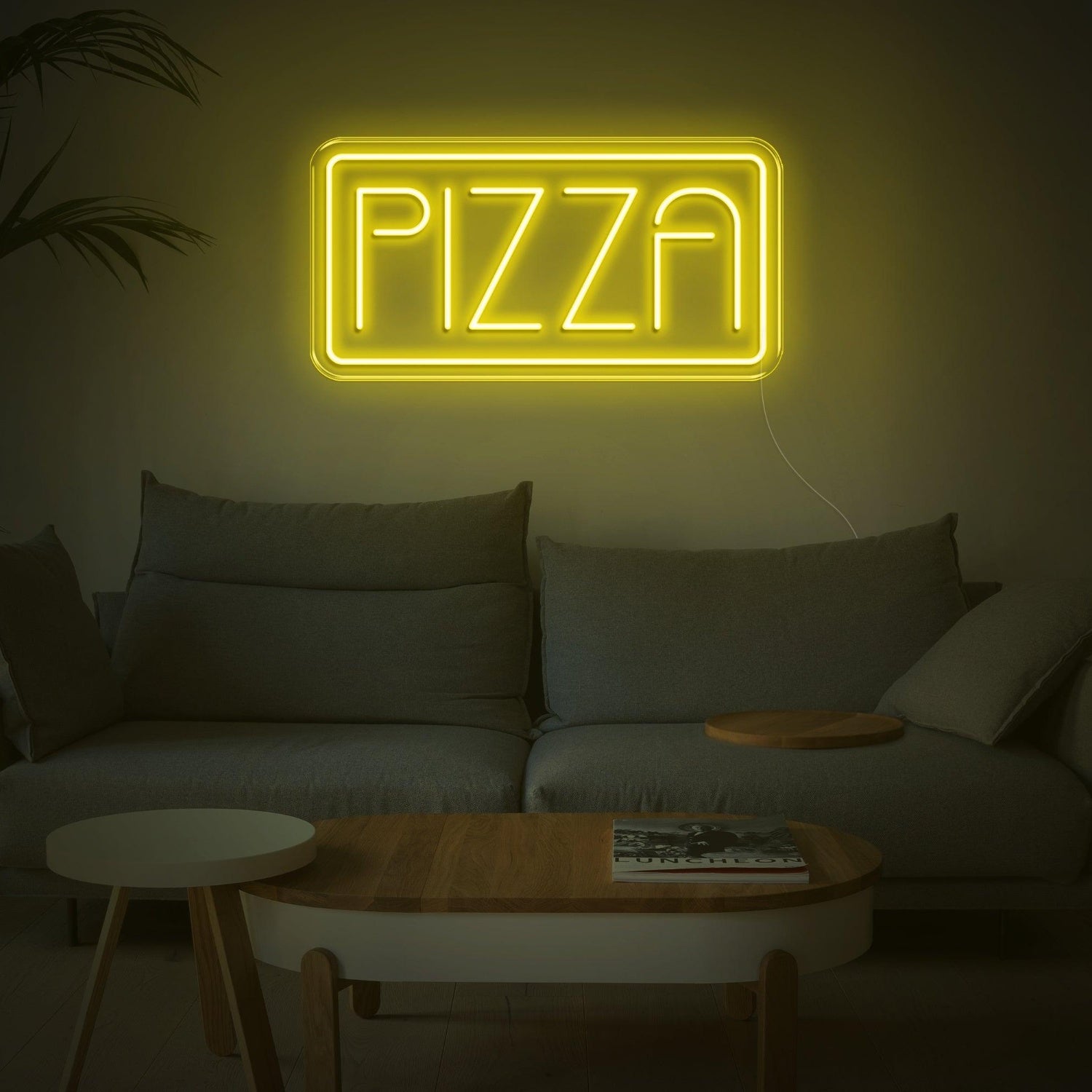 Bright Green Modern Line Font Pizza Led Neon Sign For Home Decor And Pizzerias | Shineneon