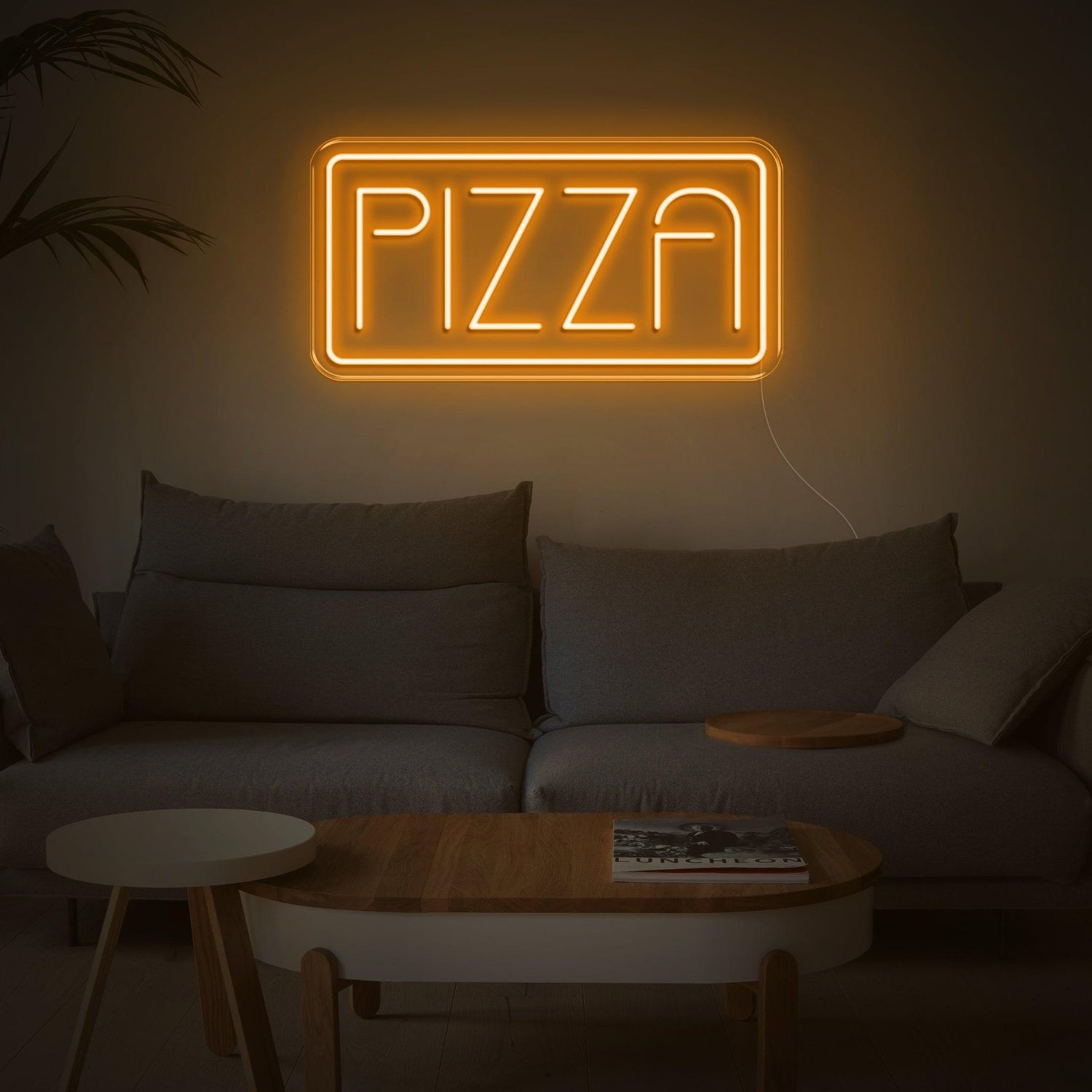 Bright Green Modern Line Font Pizza Led Neon Sign For Home Decor And Pizzerias | Shineneon