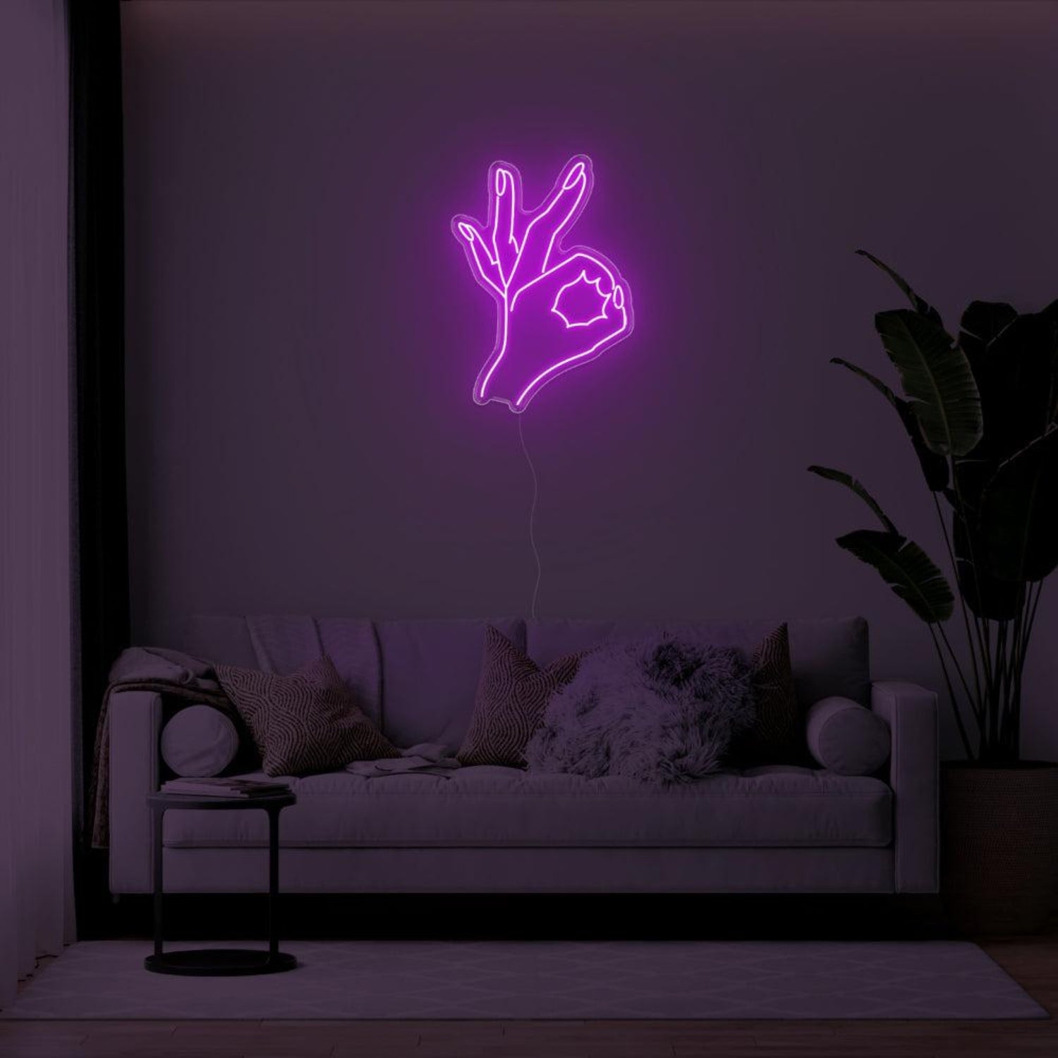 Bright Green Ok Hand Gesture Led Neon Sign For Living Room Wall Art | Shineneon