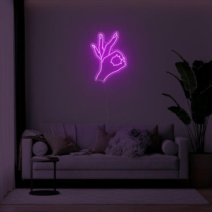 Bright Green Ok Hand Gesture Led Neon Sign For Living Room Wall Art | Shineneon