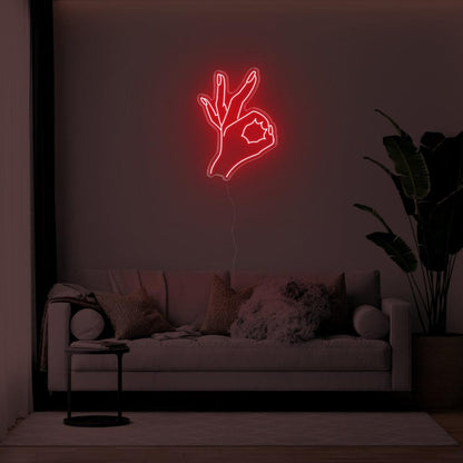 Bright Green Ok Hand Gesture Led Neon Sign For Living Room Wall Art | Shineneon
