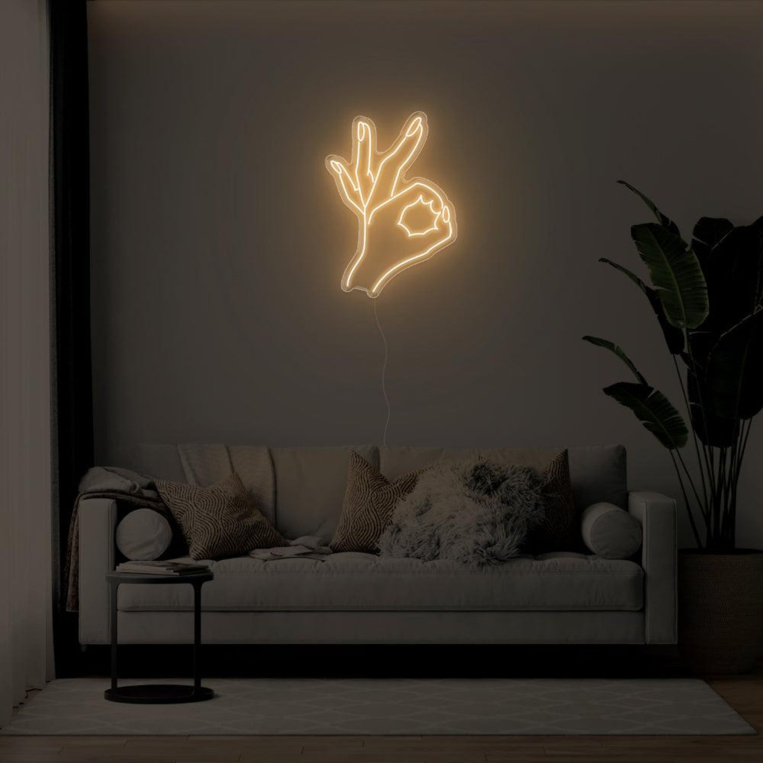 Bright Green Ok Hand Gesture Led Neon Sign For Living Room Wall Art | Shineneon