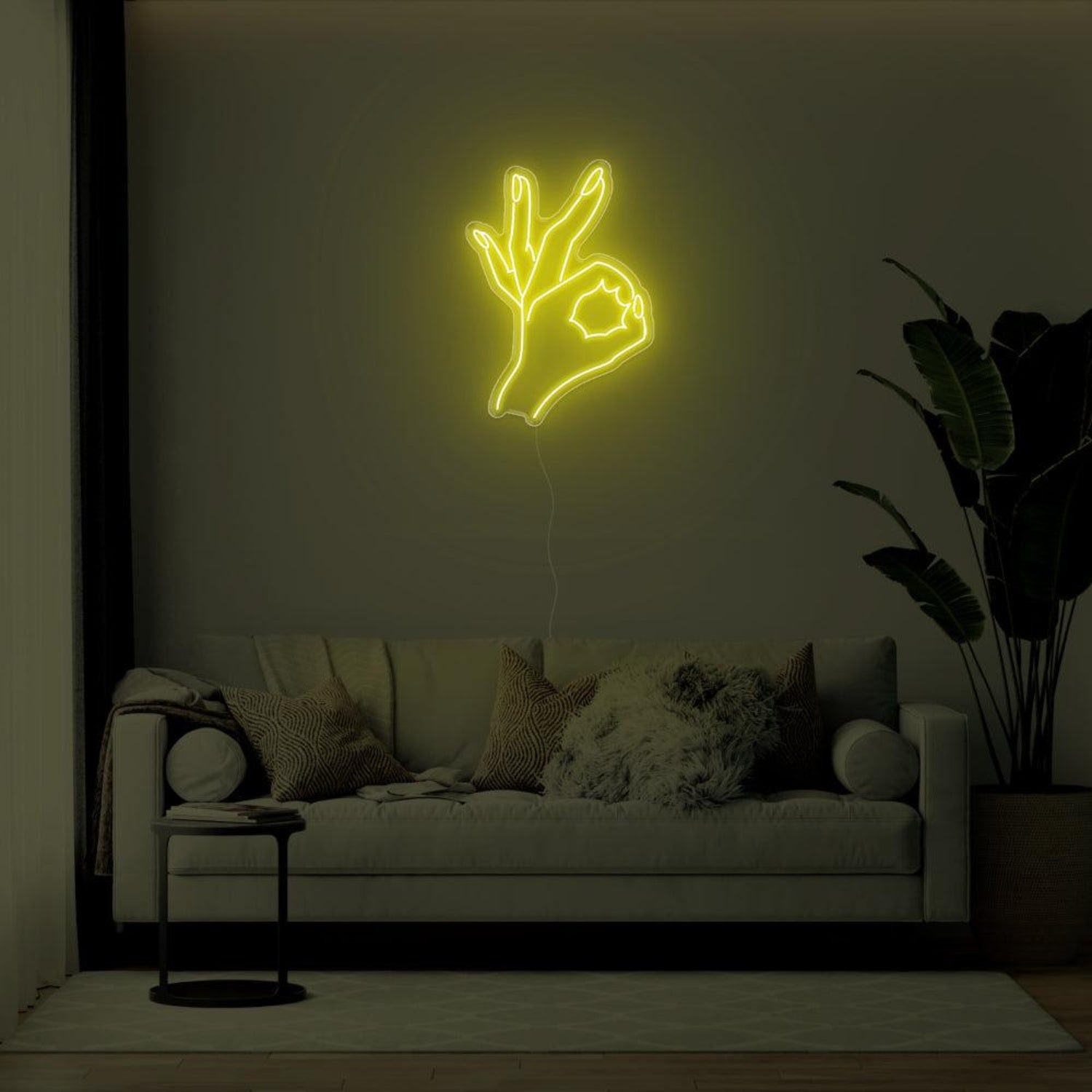 Bright Green Ok Hand Gesture Led Neon Sign For Living Room Wall Art | Shineneon