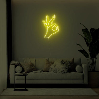 Bright Green Ok Hand Gesture Led Neon Sign For Living Room Wall Art | Shineneon