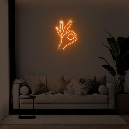 Bright Green Ok Hand Gesture Led Neon Sign For Living Room Wall Art | Shineneon