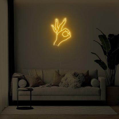Bright Green Ok Hand Gesture Led Neon Sign For Living Room Wall Art | Shineneon