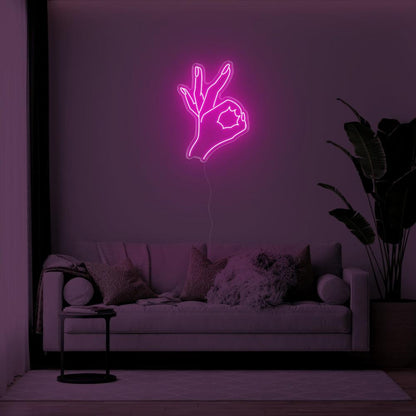 Bright Green Ok Hand Gesture Led Neon Sign For Living Room Wall Art | Shineneon