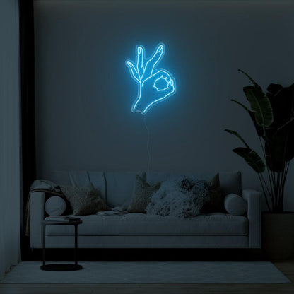 Bright Green Ok Hand Gesture Led Neon Sign For Living Room Wall Art | Shineneon