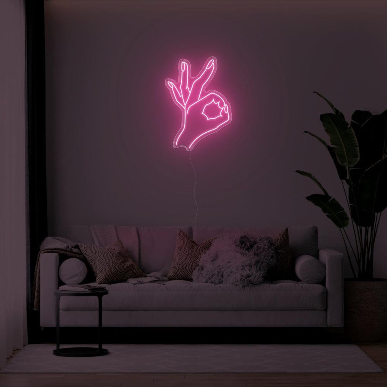 Bright Green Ok Hand Gesture Led Neon Sign For Living Room Wall Art | Shineneon