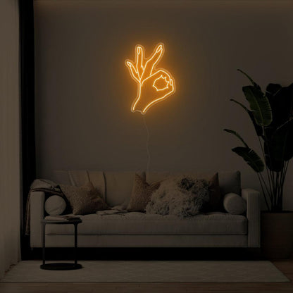 Bright Green Ok Hand Gesture Led Neon Sign For Living Room Wall Art | Shineneon