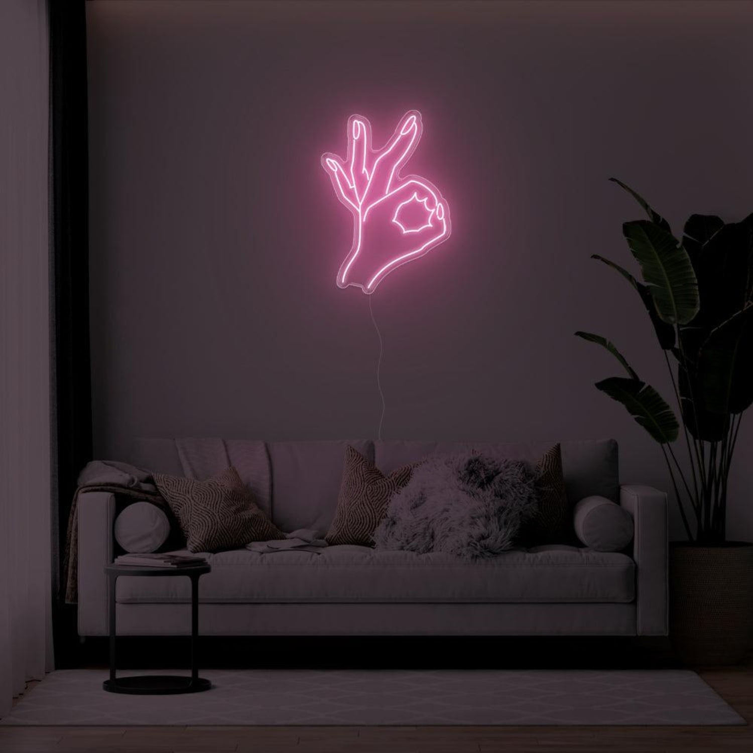 Bright Green Ok Hand Gesture Led Neon Sign For Living Room Wall Art | Shineneon