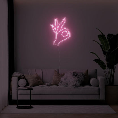 Bright Green Ok Hand Gesture Led Neon Sign For Living Room Wall Art | Shineneon