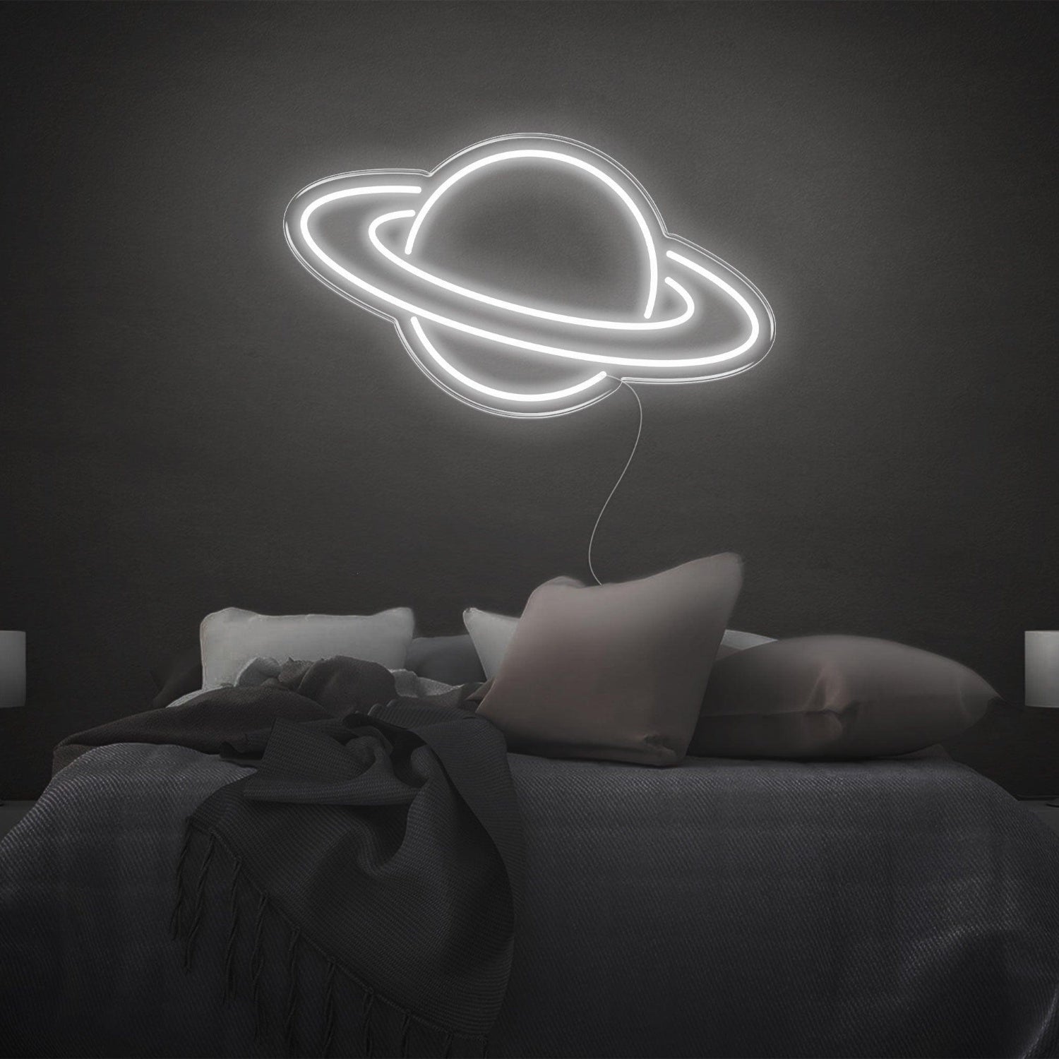 Bright Green Saturn Planet Led Neon Sign For Bedroom Wall Decor | Shineneon