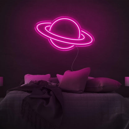Bright Green Saturn Planet Led Neon Sign For Bedroom Wall Decor | Shineneon