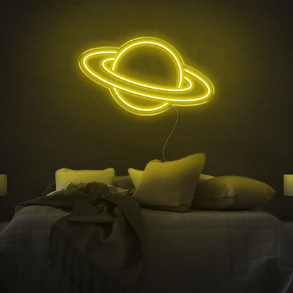 Bright Green Saturn Planet Led Neon Sign For Bedroom Wall Decor | Shineneon