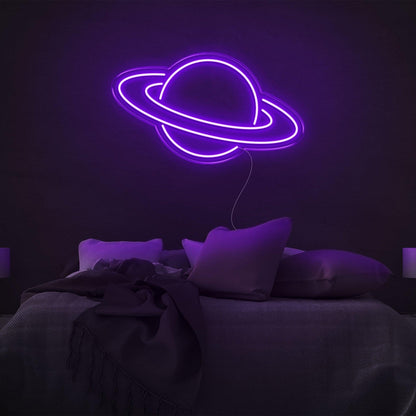 Bright Green Saturn Planet Led Neon Sign For Bedroom Wall Decor | Shineneon