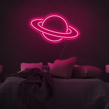 Bright Green Saturn Planet Led Neon Sign For Bedroom Wall Decor | Shineneon