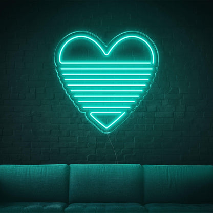 Bright Green Striped Heart Led Neon Sign Indoor Wall Decor | Shineneon