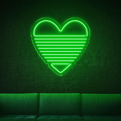 Bright Green Striped Heart Led Neon Sign Indoor Wall Decor | Shineneon