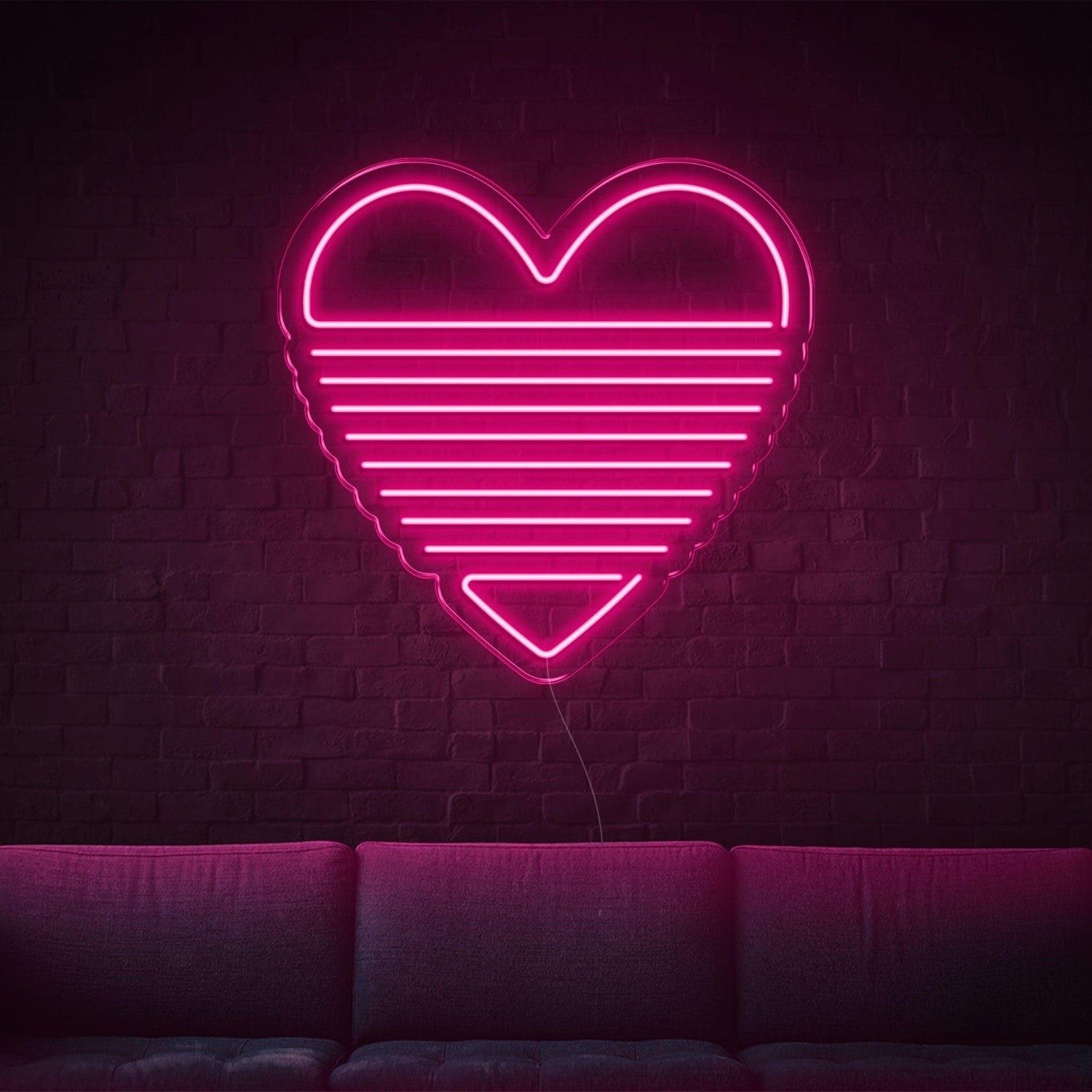 Bright Green Striped Heart Led Neon Sign Indoor Wall Decor | Shineneon