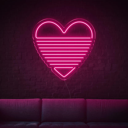 Bright Green Striped Heart Led Neon Sign Indoor Wall Decor | Shineneon