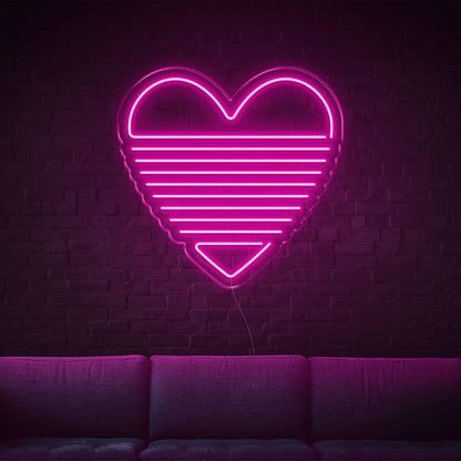 Bright Green Striped Heart Led Neon Sign Indoor Wall Decor | Shineneon
