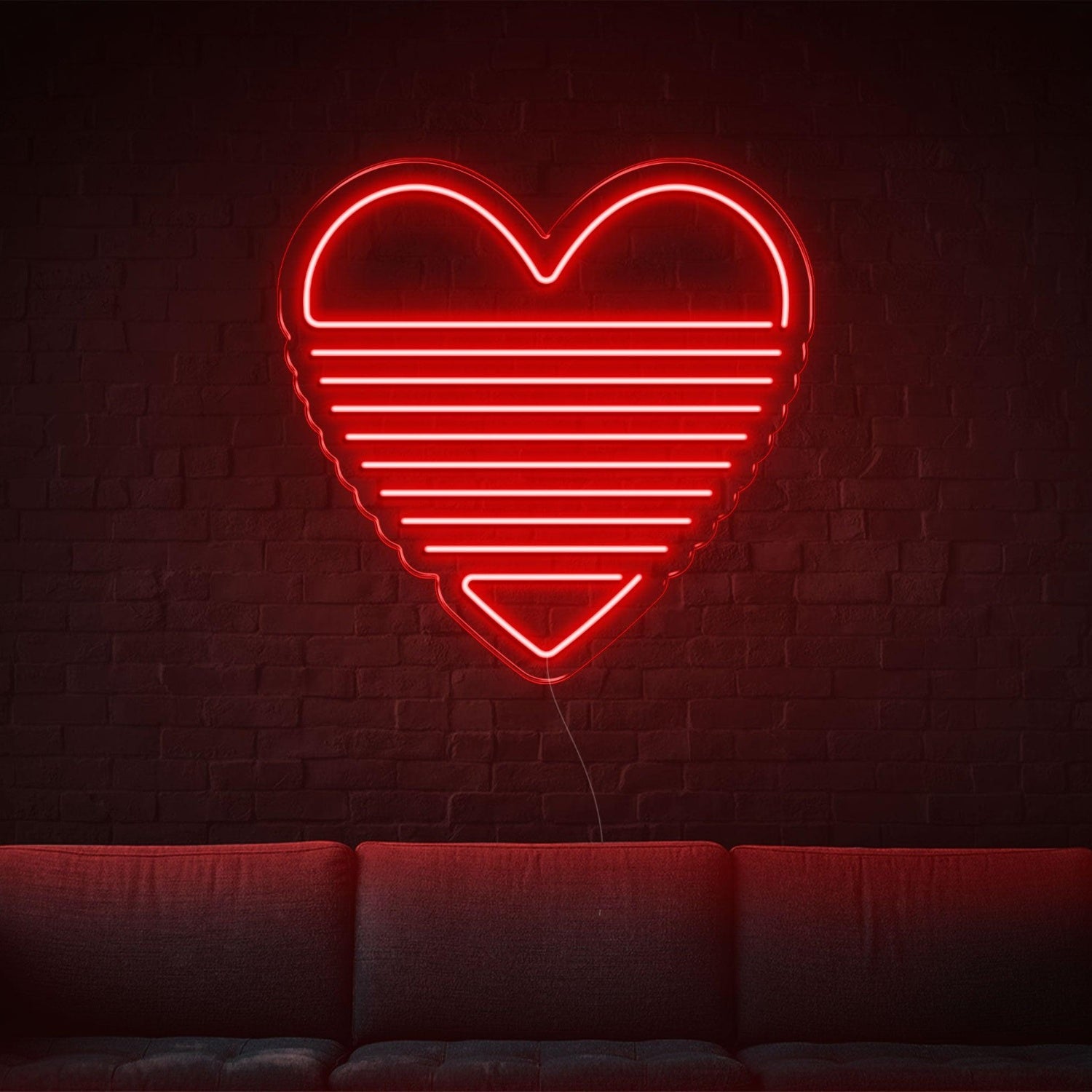 Bright Green Striped Heart Led Neon Sign Indoor Wall Decor | Shineneon