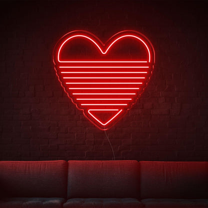 Bright Green Striped Heart Led Neon Sign Indoor Wall Decor | Shineneon