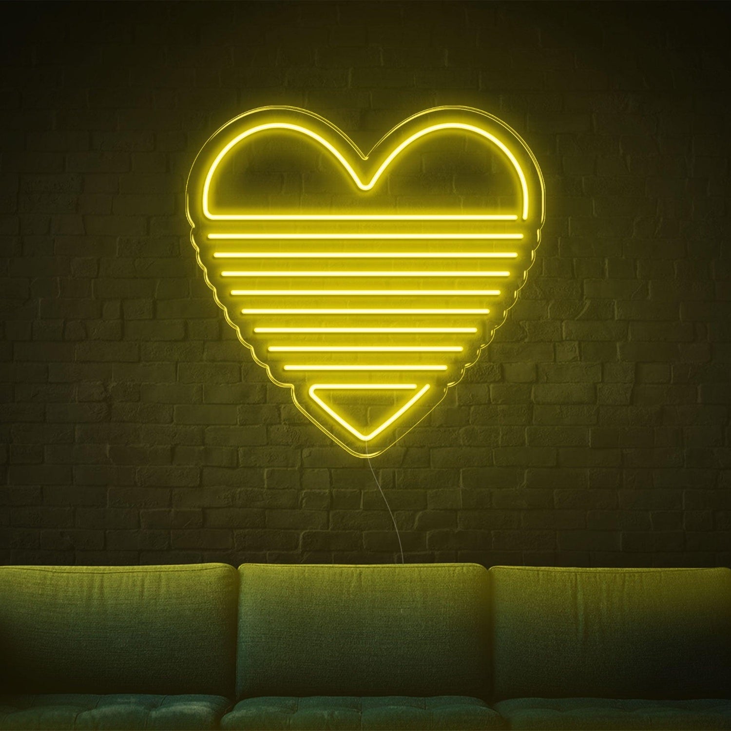 Bright Green Striped Heart Led Neon Sign Indoor Wall Decor | Shineneon