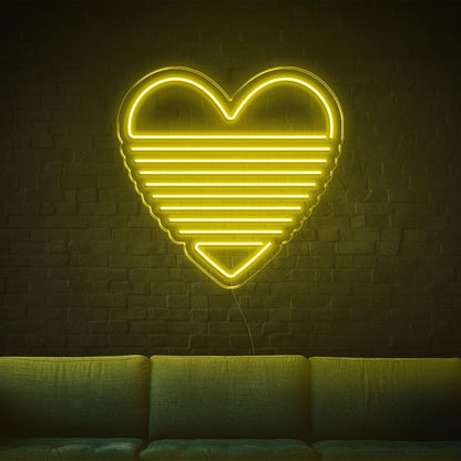 Bright Green Striped Heart Led Neon Sign Indoor Wall Decor | Shineneon