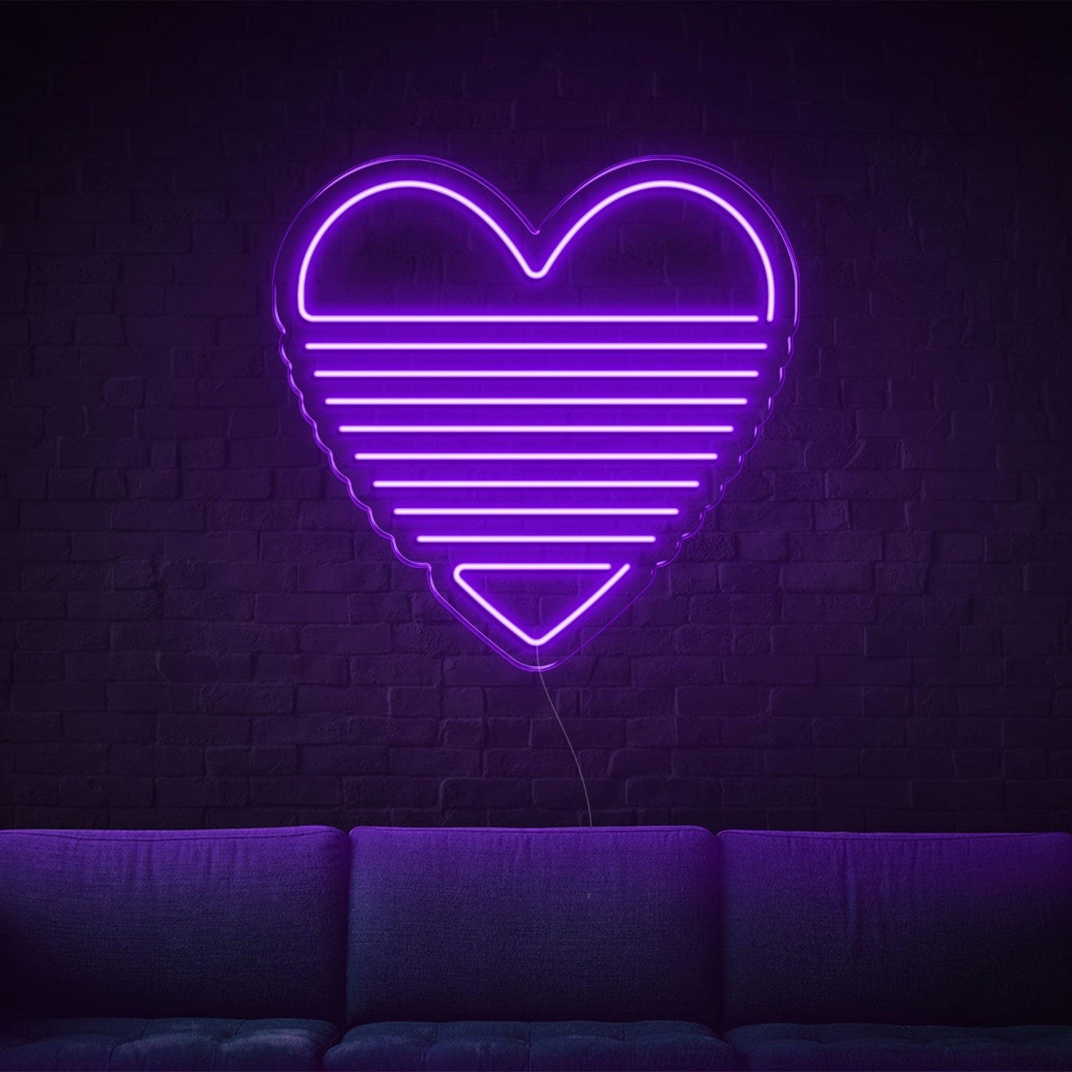 Bright Green Striped Heart Led Neon Sign Indoor Wall Decor | Shineneon