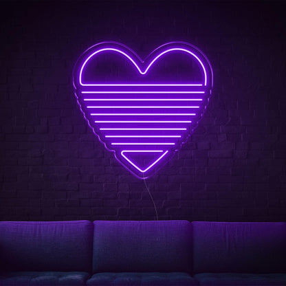 Bright Green Striped Heart Led Neon Sign Indoor Wall Decor | Shineneon