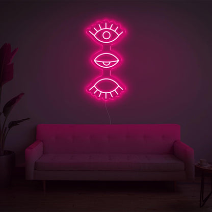 Bright Pink 3 Eyes Design Led Neon Sign For Modern Home Decor | Shineneon