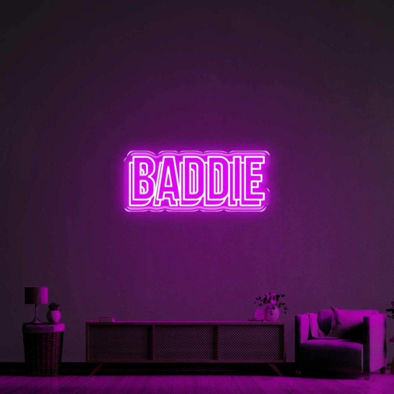 Bright Pink Baddie Led Neon Sign For Trendy Home Decor | Shineneon