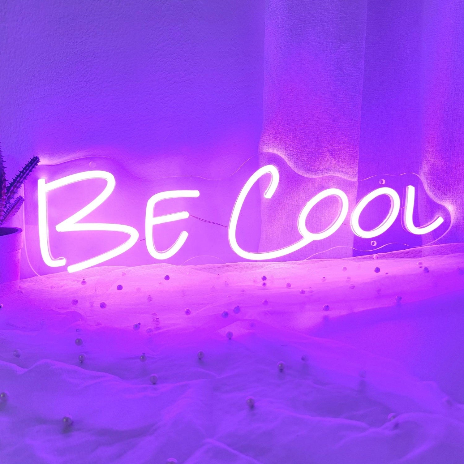Bright Pink Be Cool Led Neon Sign For Bedroom Studio Cafe Wall Decor | Shineneon