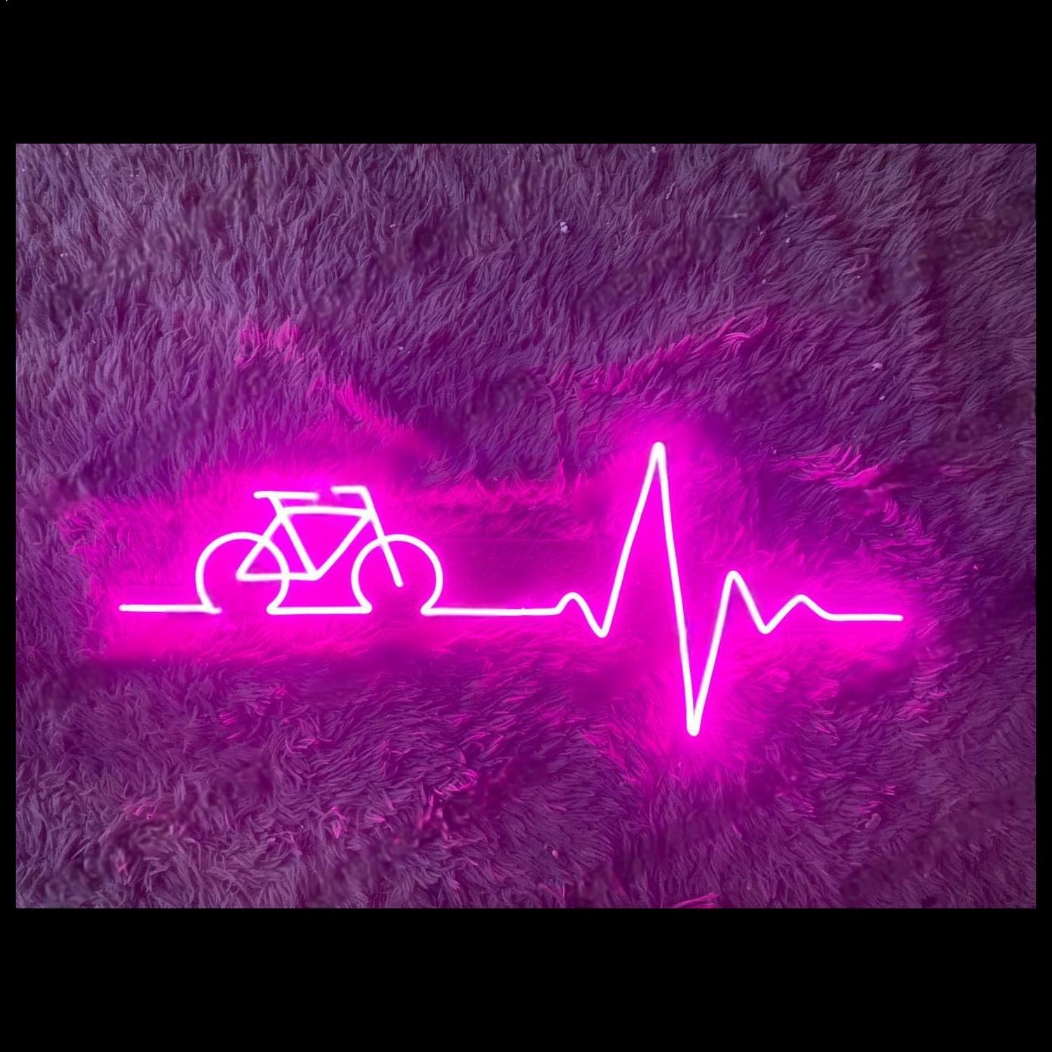 Bright Pink Bicycle Heartbeat Led Neon Sign For Gym Decor | Shineneon