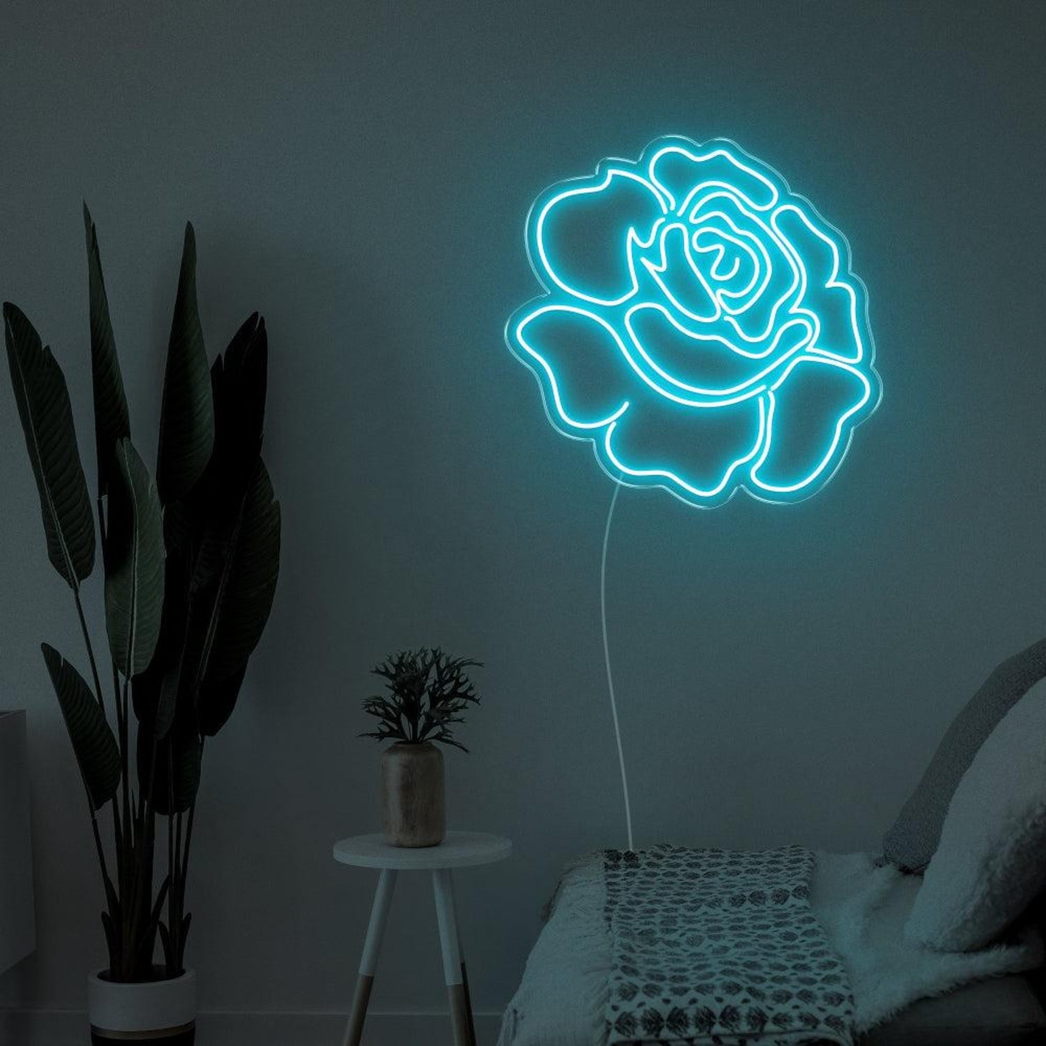 Bright Pink Blooming Rose Led Neon Sign For Bedroom Decor | Shineneon