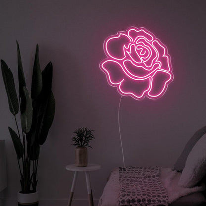 Bright Pink Blooming Rose Led Neon Sign For Bedroom Decor | Shineneon