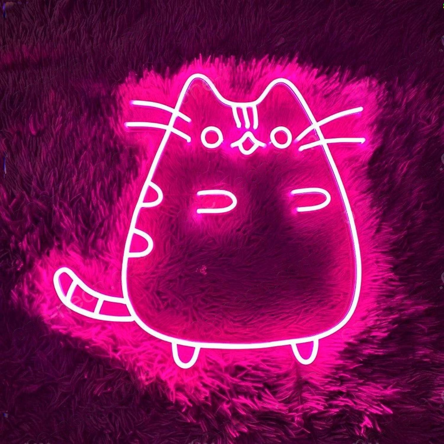 Bright Pink Cartoon Cat Led Neon Sign For Pet Cafe Indoor Decor | Shineneon
