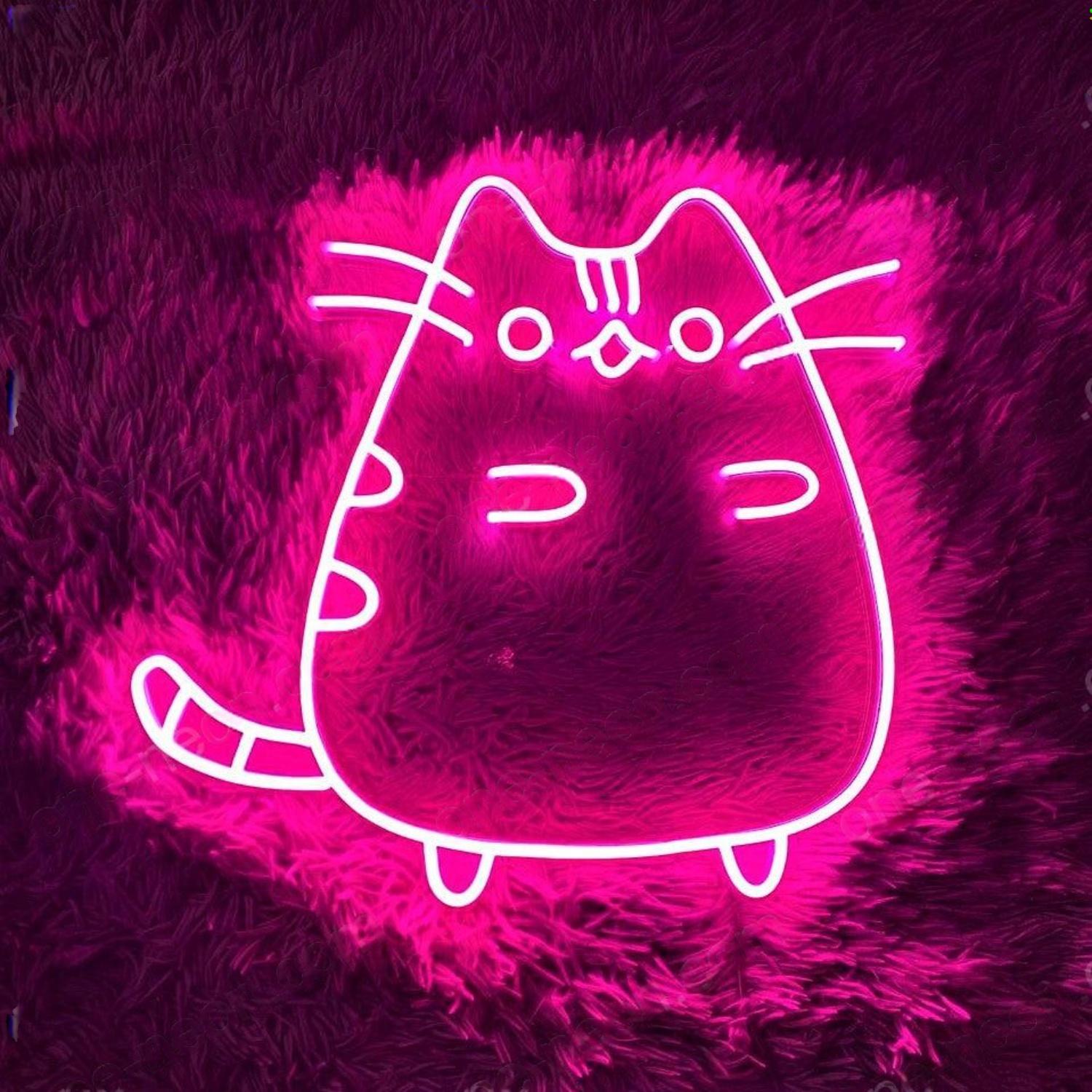 Bright Pink Cartoon Cat Led Neon Sign For Pet Cafe Indoor Decor | Shineneon