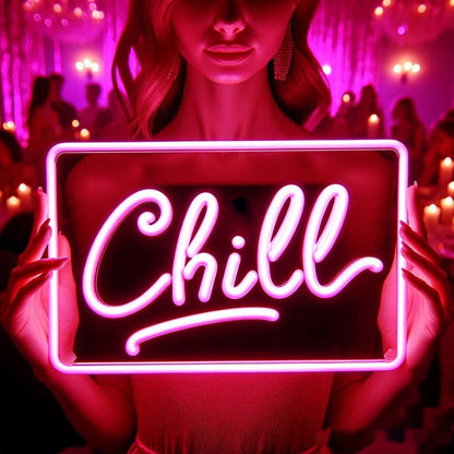 Bright Pink Chill Script Led Neon Sign For Stylish Party Bar Ambiance | Shineneon
