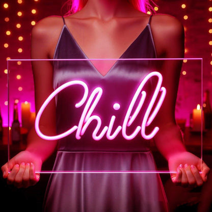 Bright Pink Chill Script Led Neon Sign For Stylish Party Bar Ambiance | Shineneon
