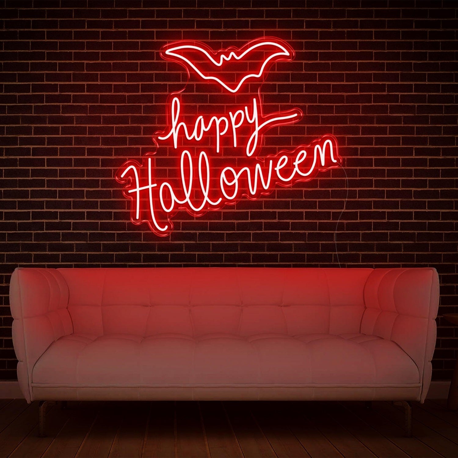 Bright Pink Happy Halloween Bat Led Neon Sign Glowing Wall Decor For Festive Home | Shineneon