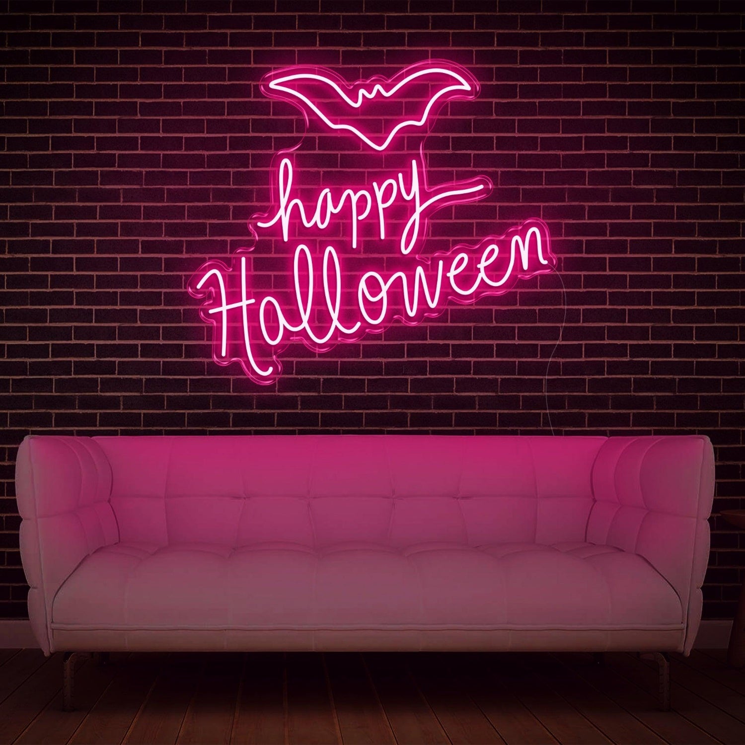Bright Pink Happy Halloween Bat Led Neon Sign Glowing Wall Decor For Festive Home | Shineneon