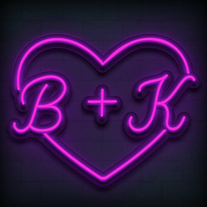 Bright Pink Heart Script B+k Led Neon Sign For Wedding Romantic Home Decor | Shineneon