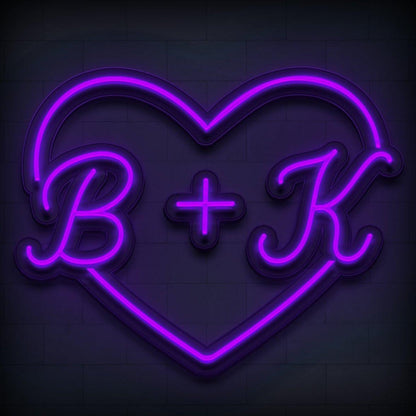 Bright Pink Heart Script B+k Led Neon Sign For Wedding Romantic Home Decor | Shineneon