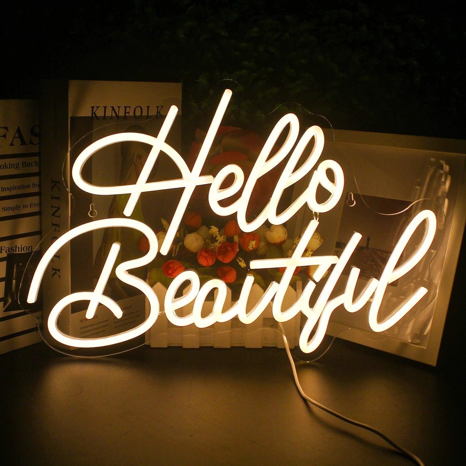 Bright Pink Hello Beautiful Led Neon Sign For Bedroom Living Room Decor - Shineneon