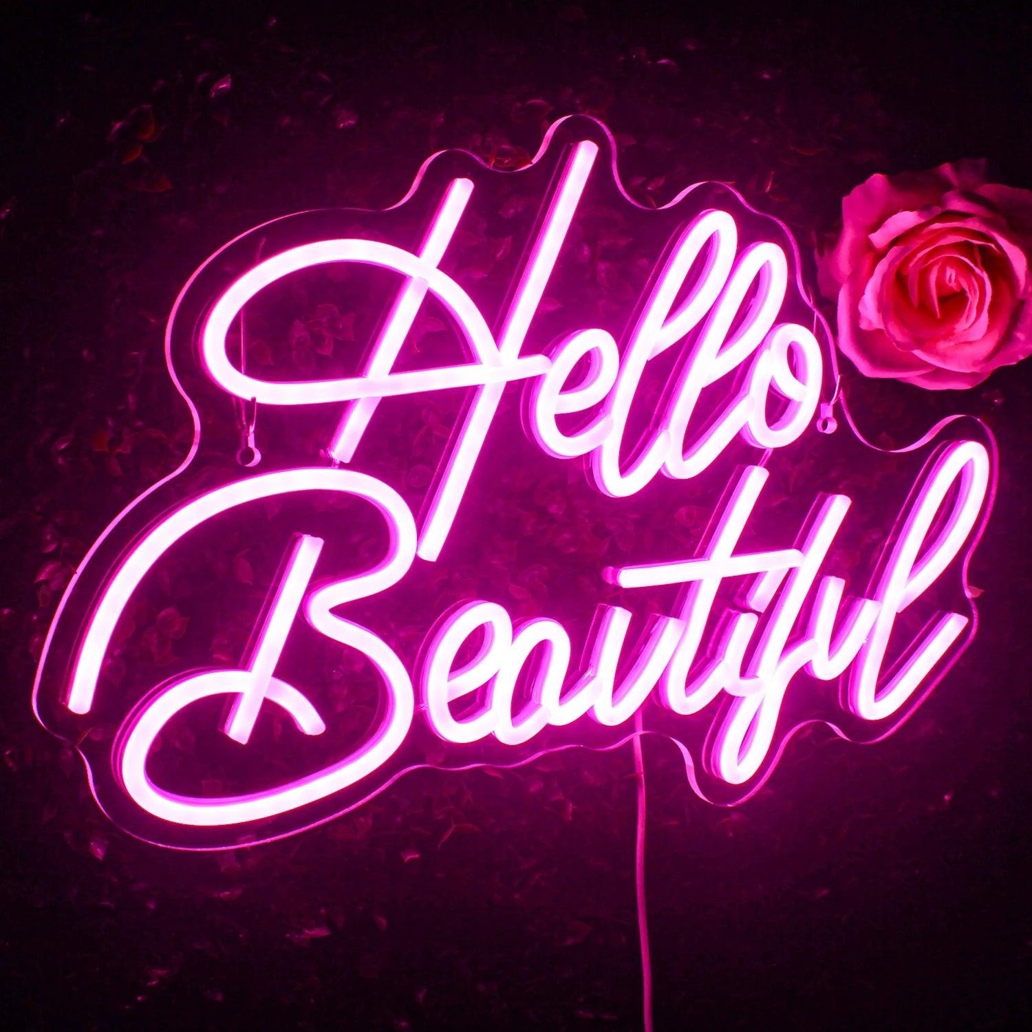 Bright Pink Hello Beautiful Led Neon Sign For Bedroom Living Room Decor - Shineneon