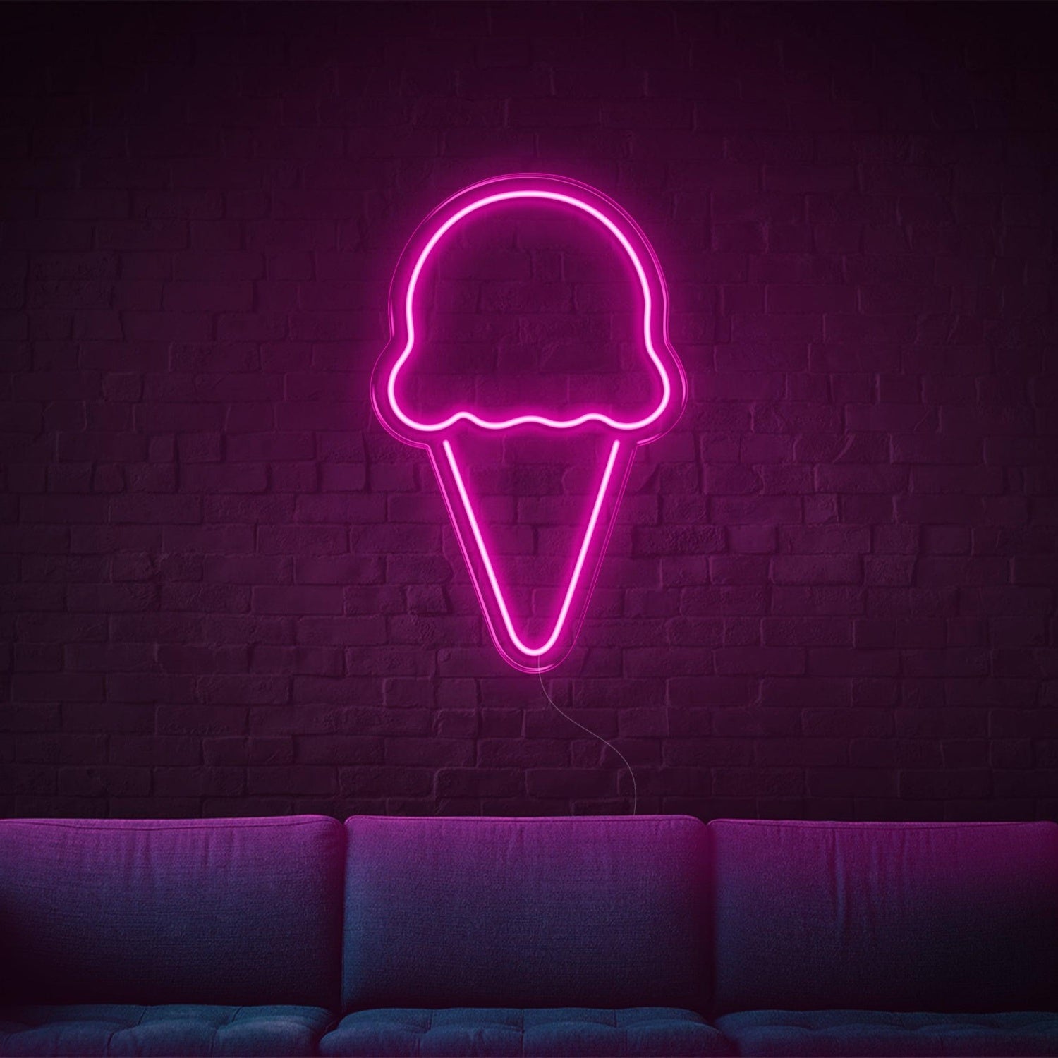 Bright Pink Ice Cream Cone Led Neon Sign For Home Cafe Decor | Shineneon