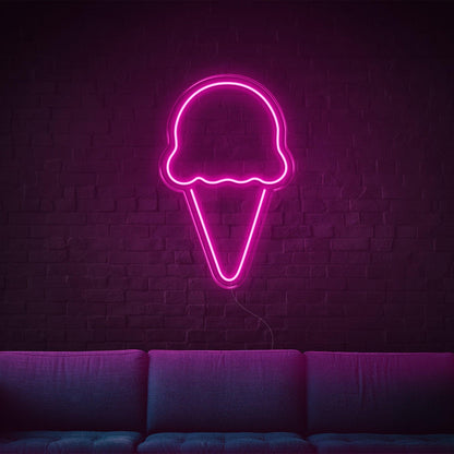 Bright Pink Ice Cream Cone Led Neon Sign For Home Cafe Decor | Shineneon